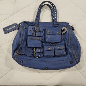 Betsey Johnson Good Girl vintage Y2K RARE leather Navy steampunk handbag purse